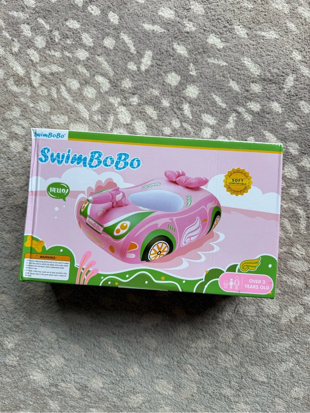 Pink Kids Inflatable Car Swim Ring